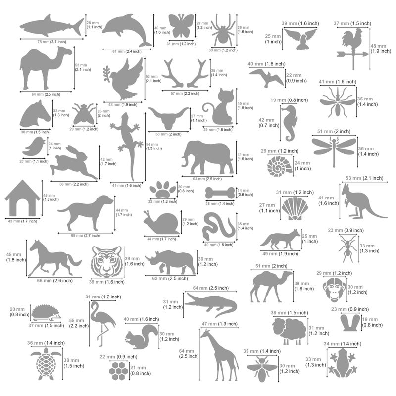 Aleks Melnyk No.43 Metal Stencils, Small Animals, Woodland, Pets, Cat, Dog, Fox, Lizard, Sea Ocean Animals, Kit 3 PCS, Templates for Wood Burning, Engraving, Crafting, Bullet Journaling, Scrapbook - Image 2